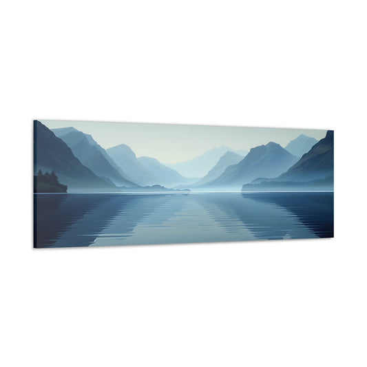 Scottish Lake Landscape - Morning Mist with Mountain Panorama Canvas Gallery Wraps