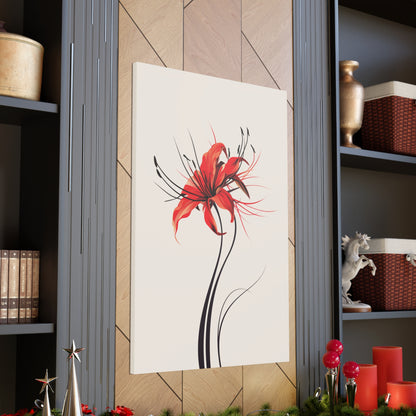 Red Spider Lily Flower Digital Illustration Canvas Gallery Wraps