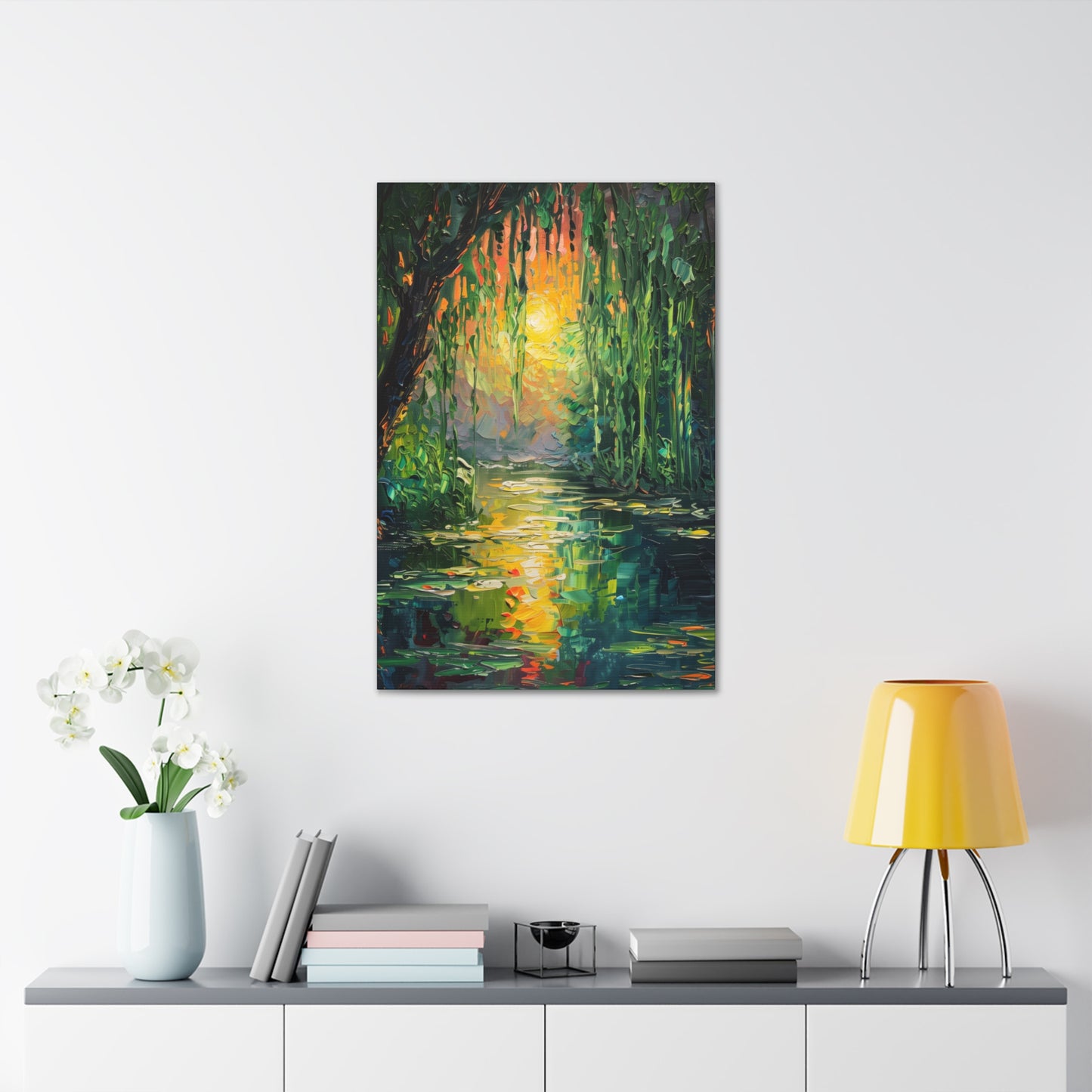 Lake in a Forest - Claude Monet Style Digital Print Canvas Gallery Wraps