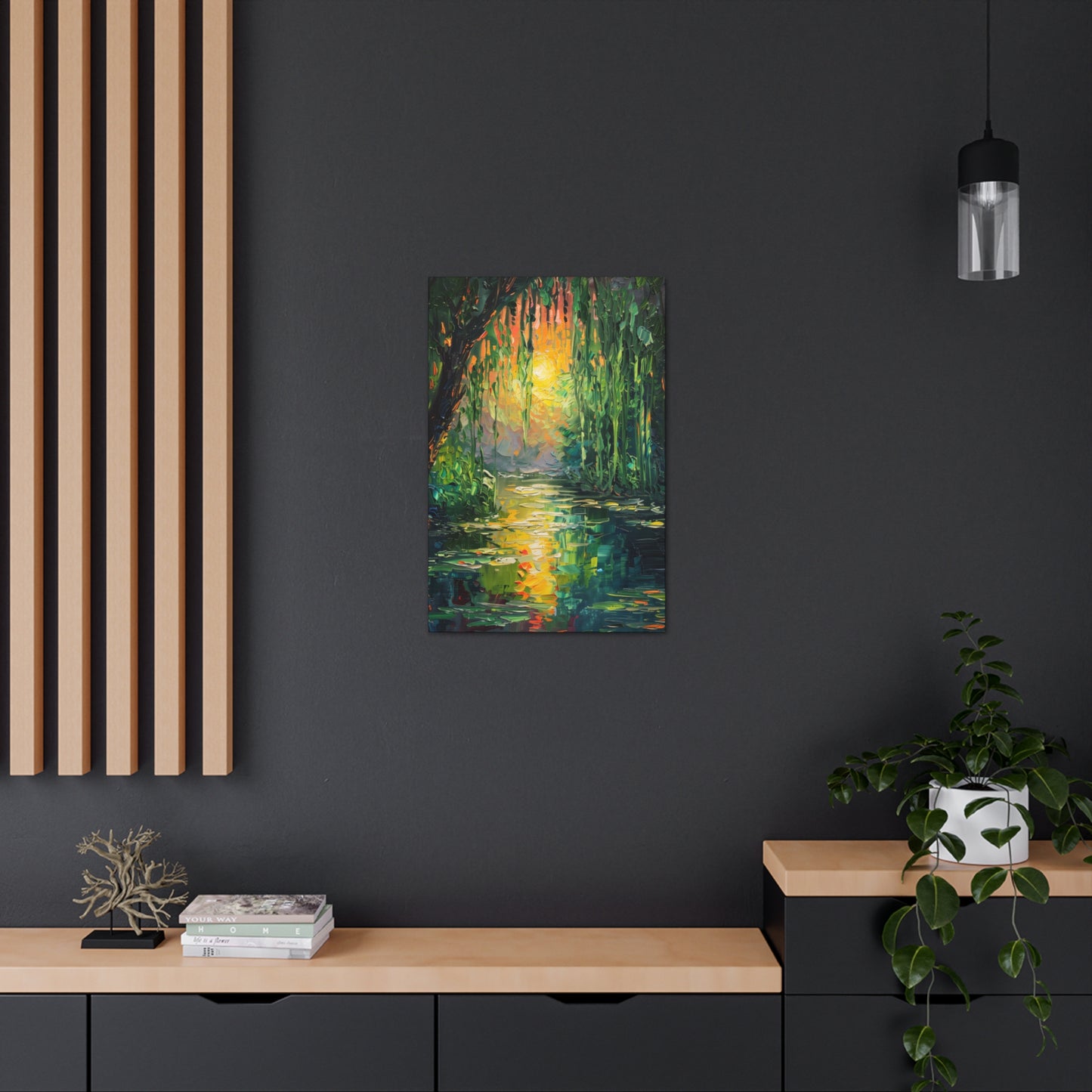 Lake in a Forest - Claude Monet Style Digital Print Canvas Gallery Wraps