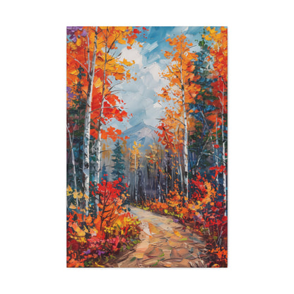 road through autumn forest - Leonid Afremov Style Digital Print Canvas Gallery Wraps