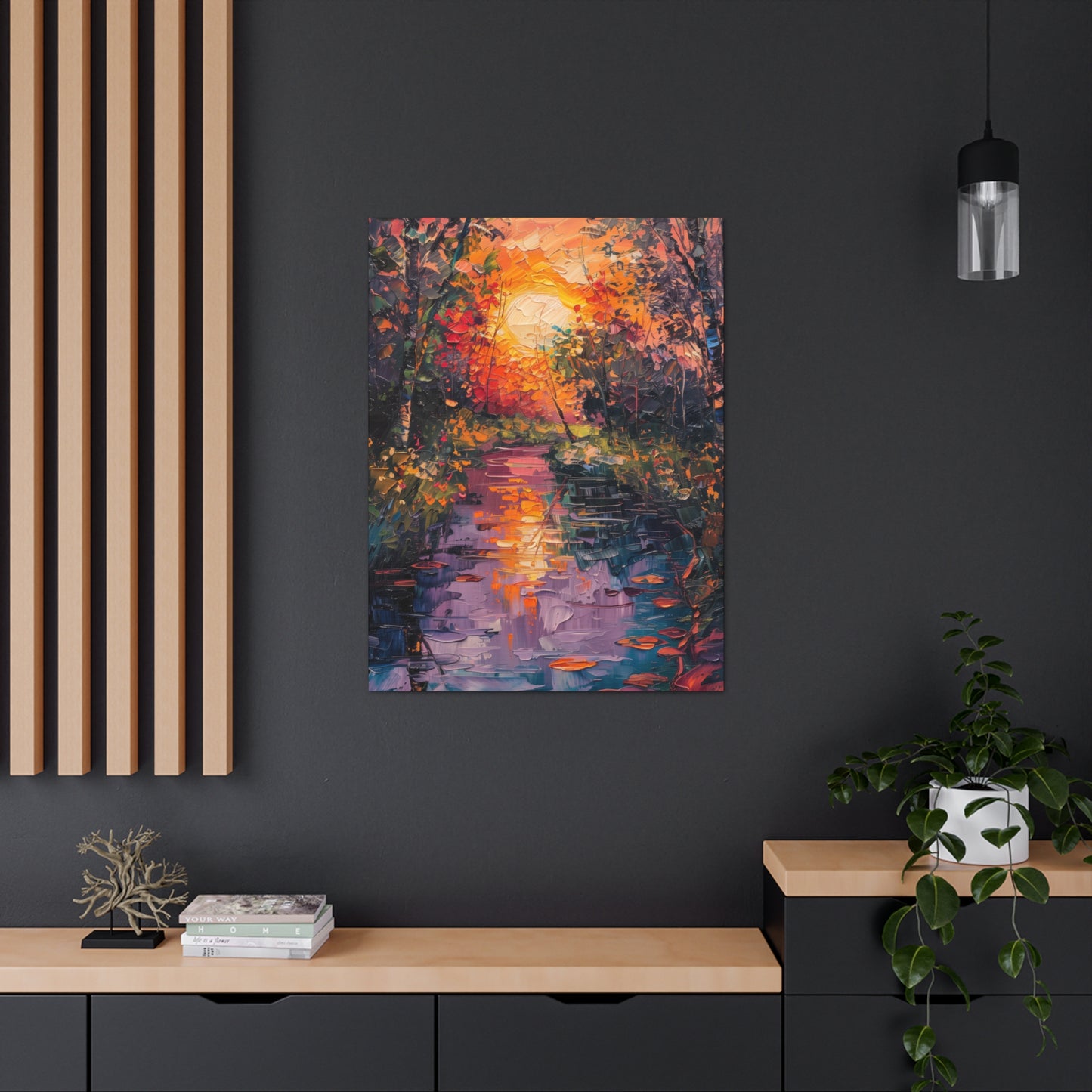 Pond in a Forest - Claude Monet Style Digital Print Canvas Gallery Wraps