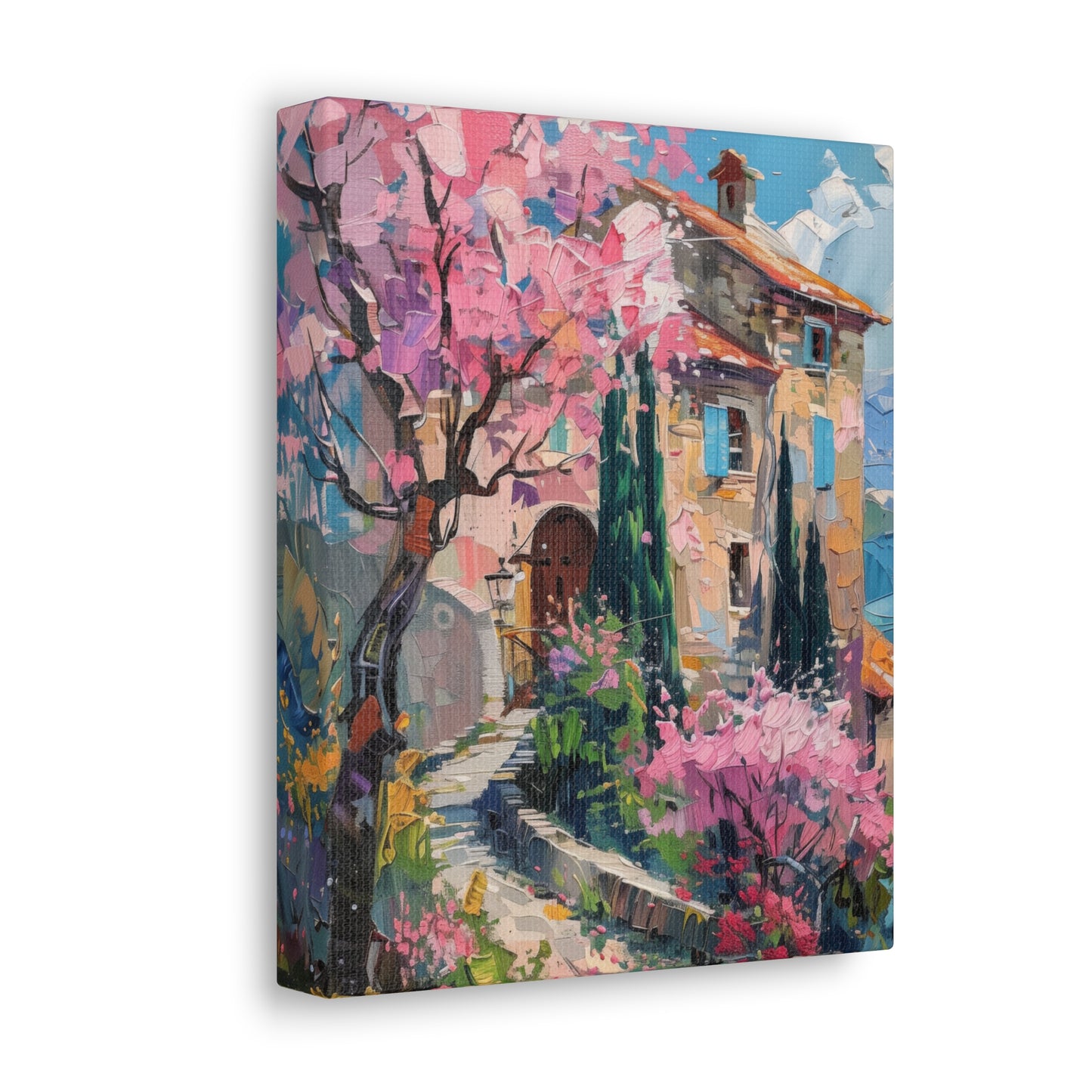 countryside house with garden Digital Oil Painting Print Canvas Gallery Wraps