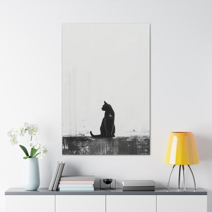 Black Cat Digital Illustration Canvas Gallery Wraps