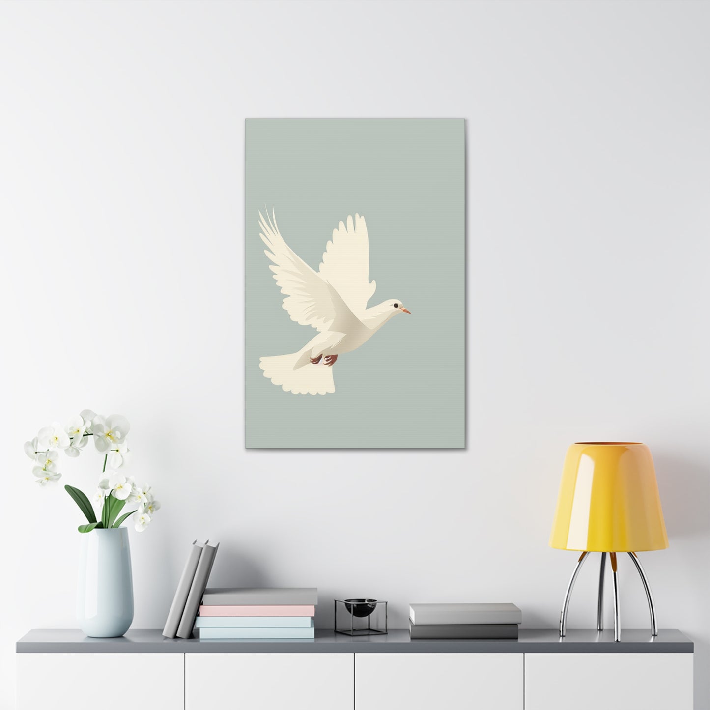 White Dove Digital Illustration Canvas Gallery Wraps