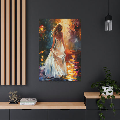 Beautiful Bride in Street - Leonid Afremov Style Digital Print Canvas Gallery Wraps