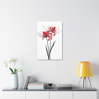 Red Spider Lily Flower Digital Illustration Canvas Gallery Wraps