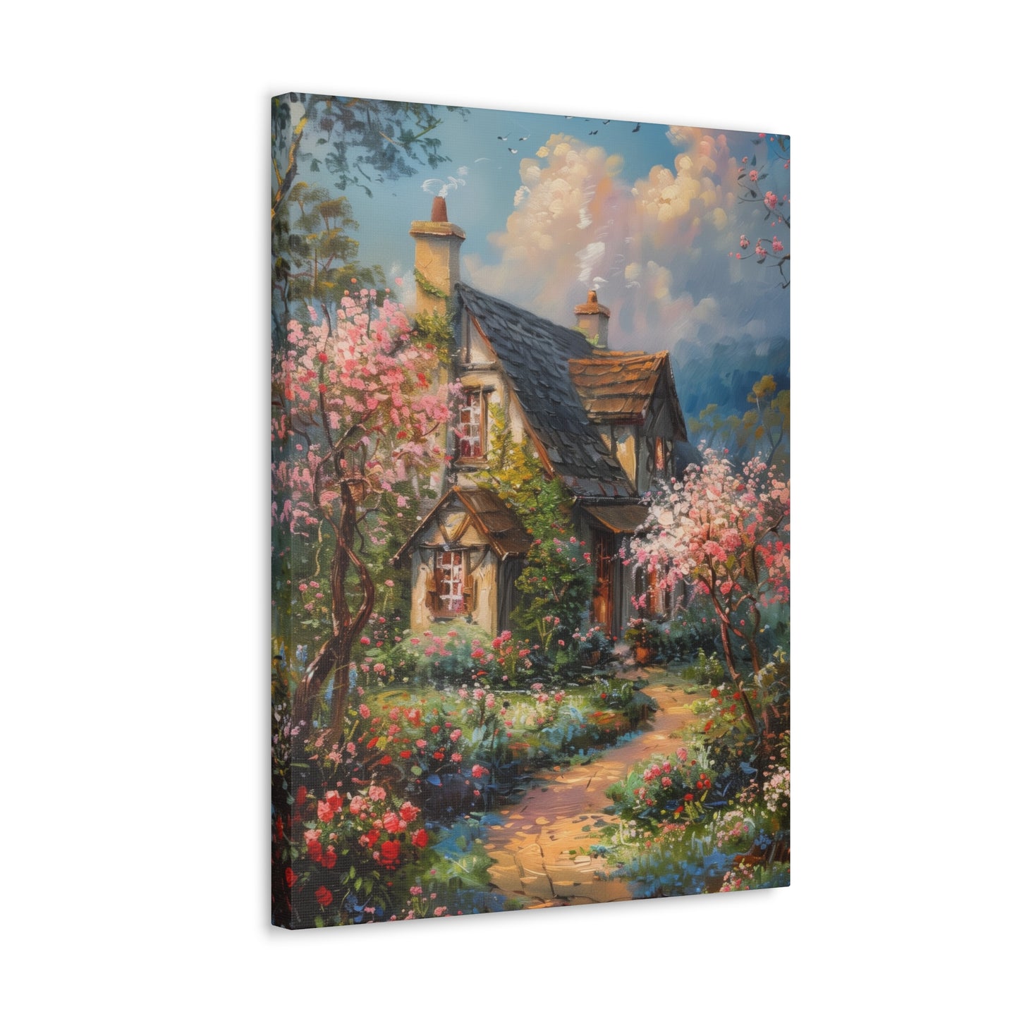 Countryside village house medieval times Digital Oil Painting Print Canvas Gallery Wraps