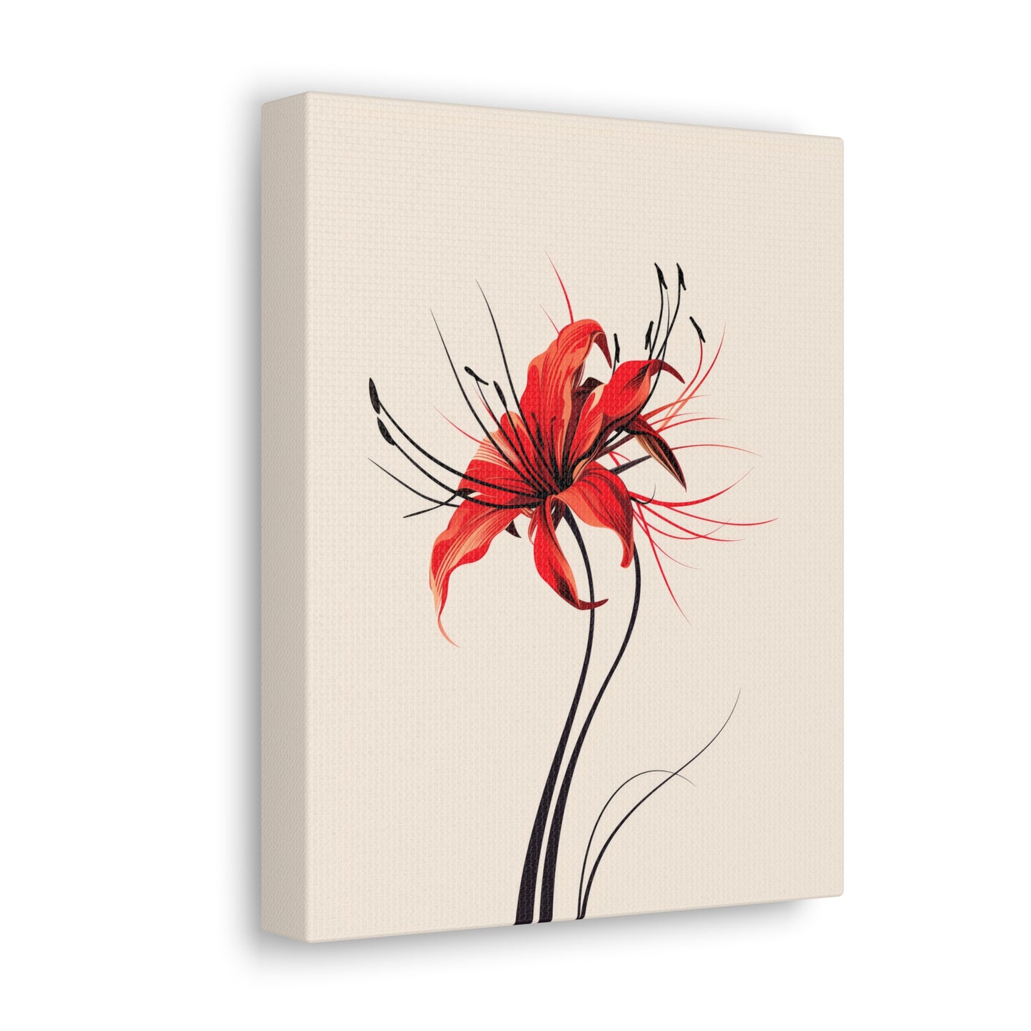 Red Spider Lily Flower Digital Illustration Canvas Gallery Wraps