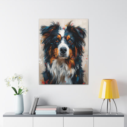 Border Collie Dog - Abstract Illustration Canvas Gallery Wraps