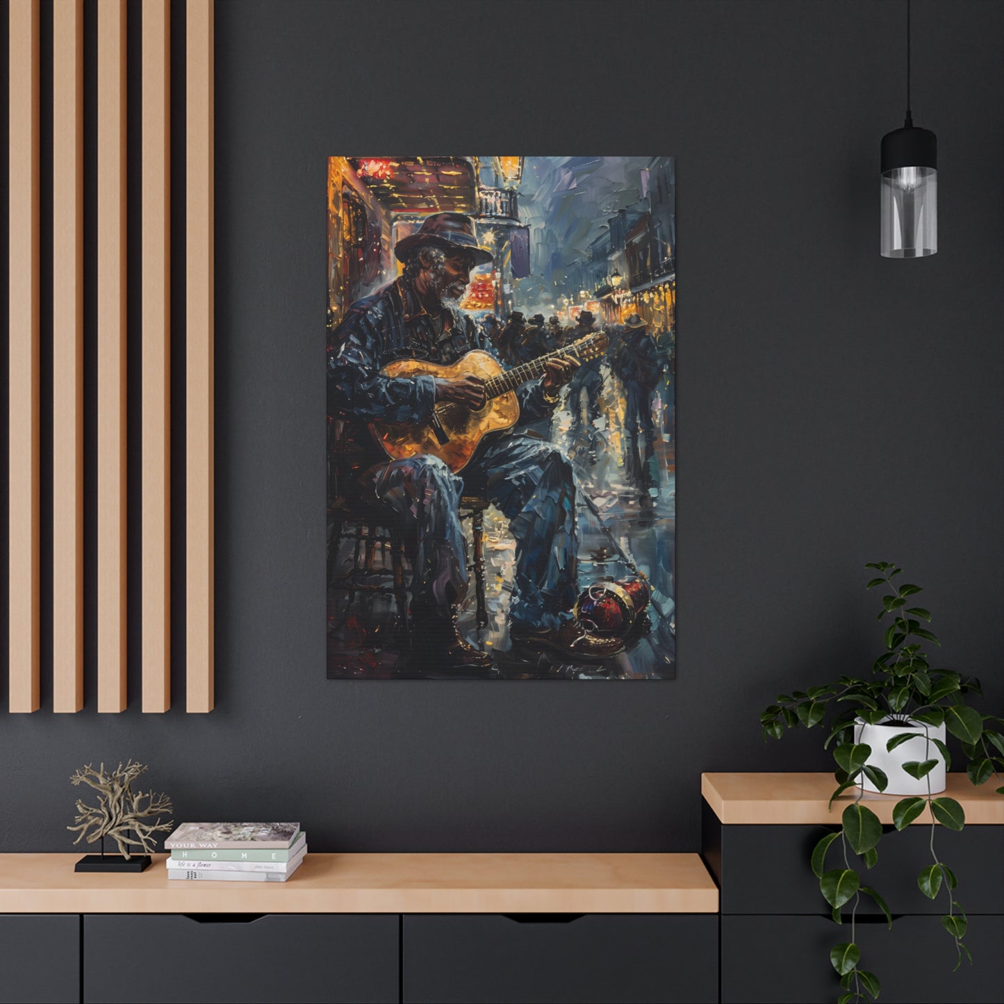 Man Playing Guitar on the Street - Rembrandt Style Digital Oil Painting Canvas Gallery Wraps