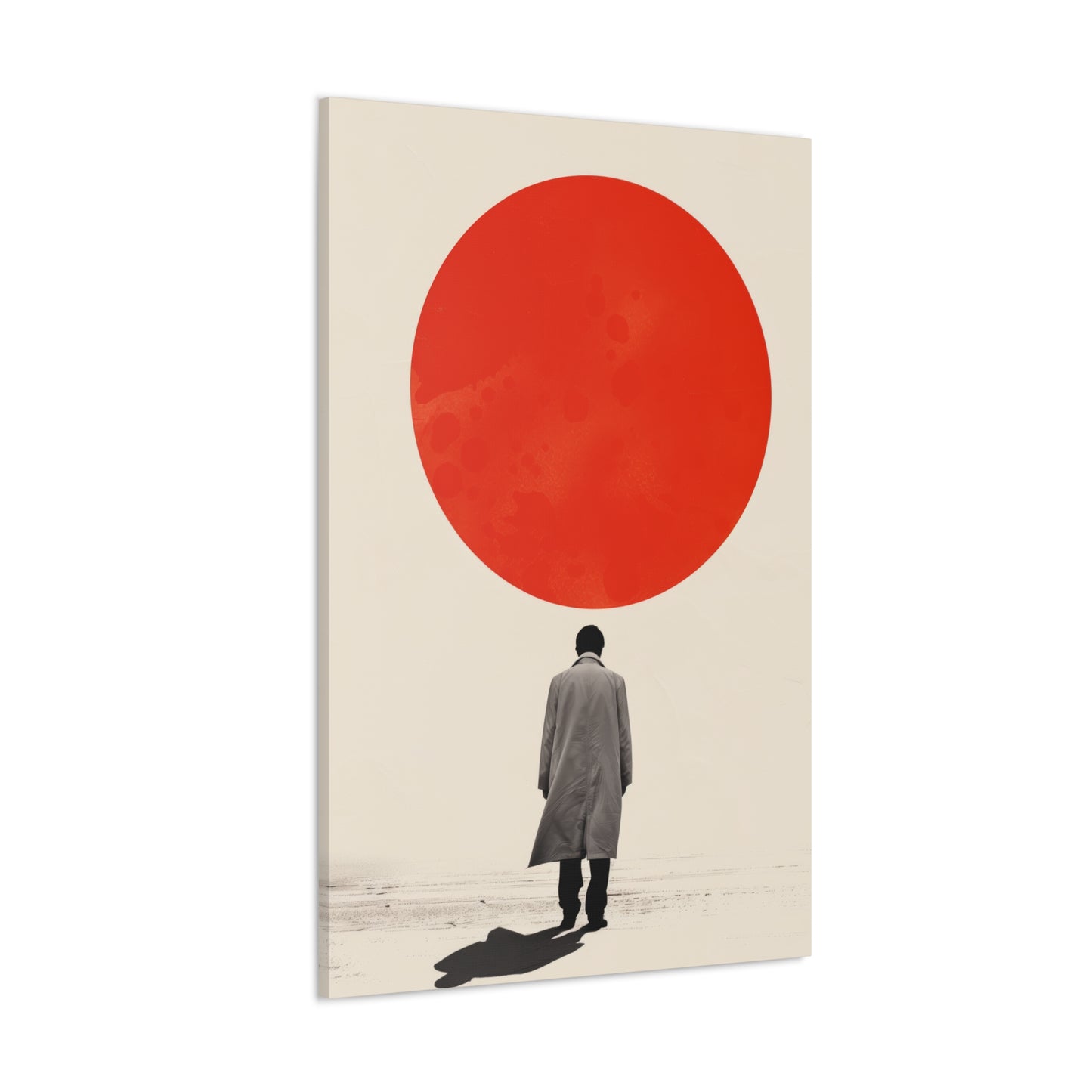 Man walking to red circle  - Takeshi Kitano Style Digital Illustration Canvas Gallery Wraps