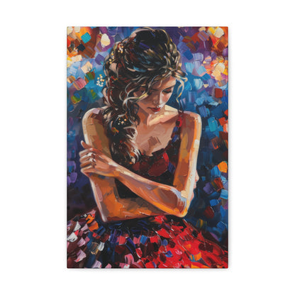 Girl with red dress - Leonid Afremov Style Digital Print Canvas Gallery Wraps