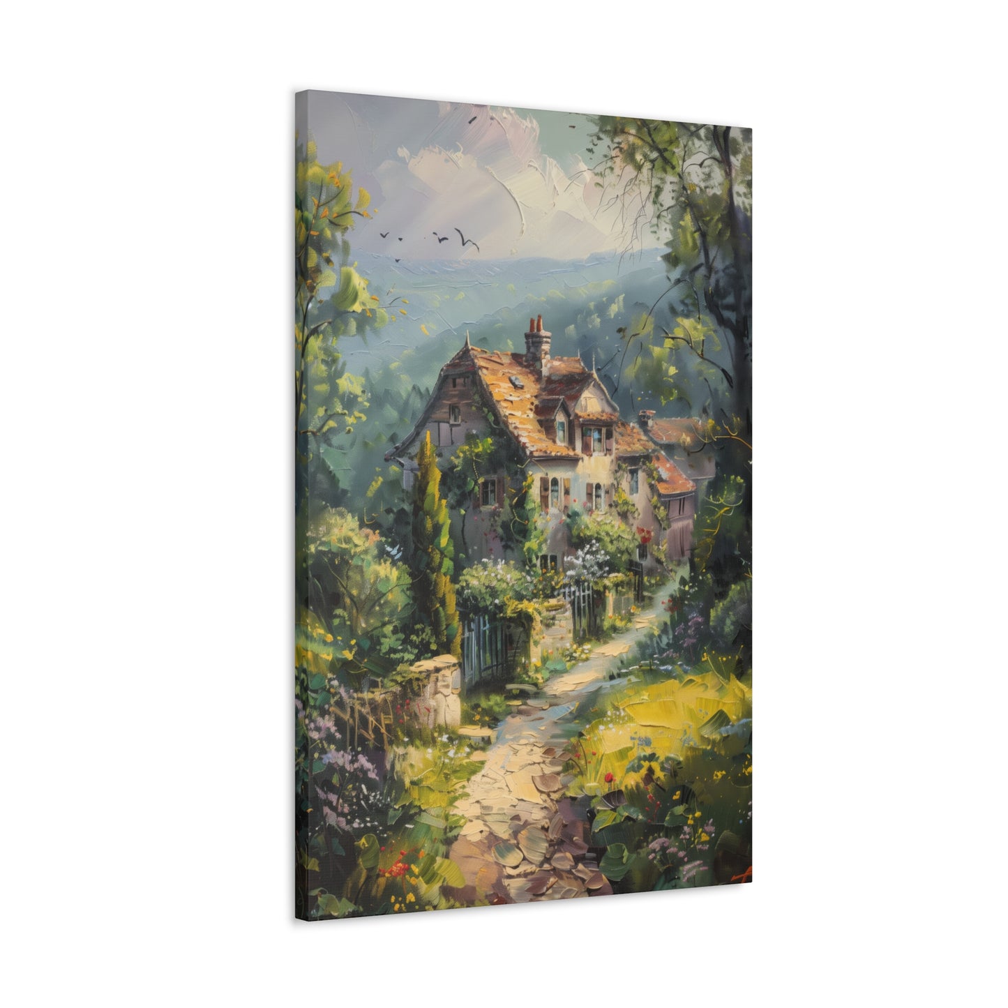 old house in countryside vintage Digital Oil Painting Print Canvas Gallery Wraps