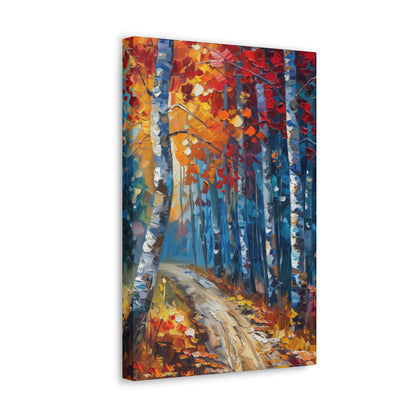 road through autumn forest - Leonid Afremov Style Digital Print Canvas Gallery Wraps