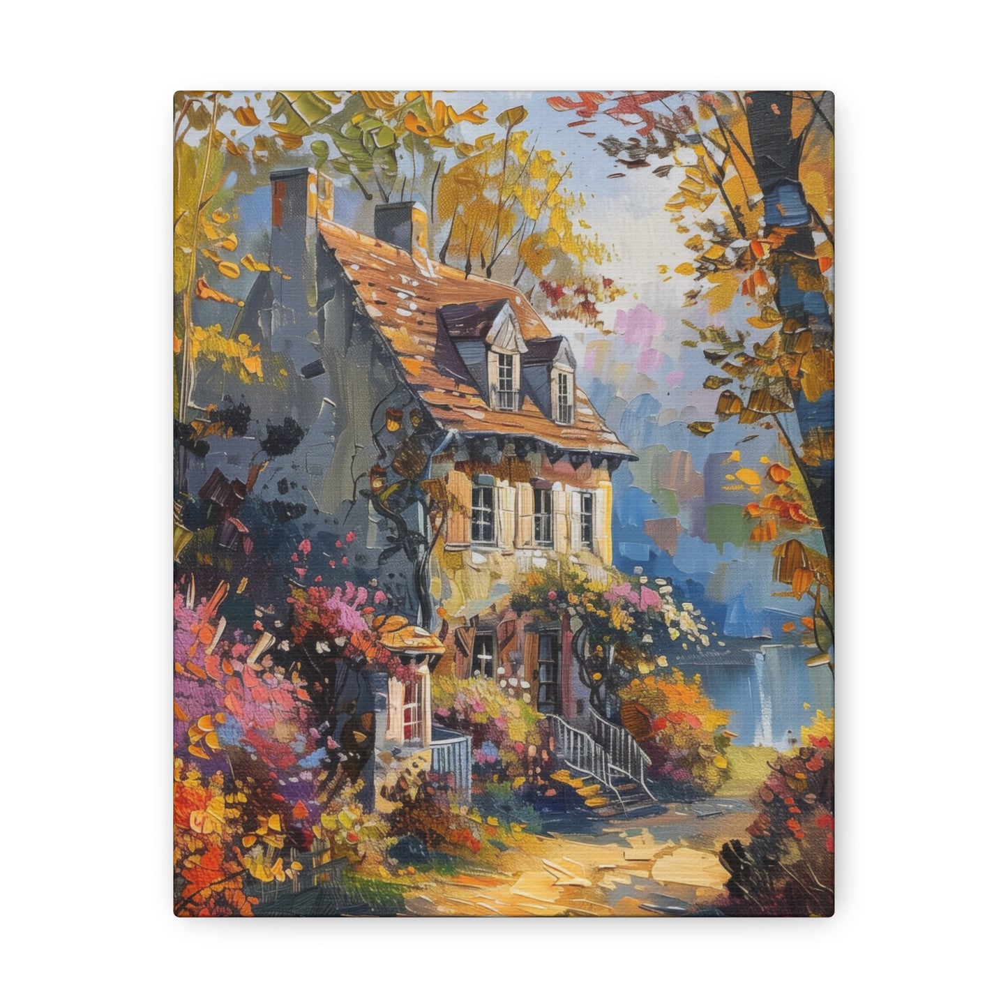 countryside village house medieval times Digital Oil Painting Print Canvas Gallery Wraps