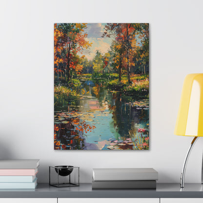 Lake in a Forest - Claude Monet Style Digital Print Canvas Gallery Wraps