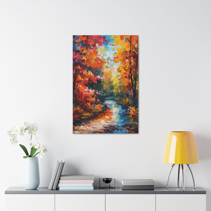 Road Through Autumn Flower Forest - Leonid Afremov Oil Painting Canvas Gallery Wraps