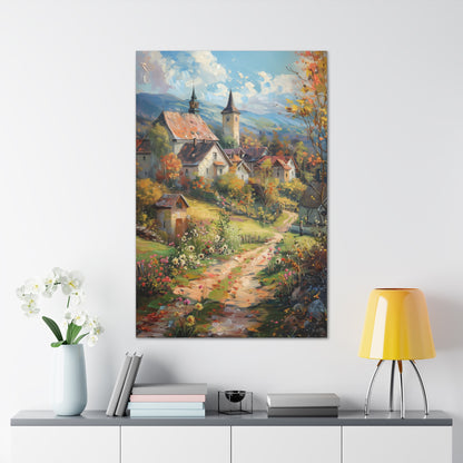 European country side in medieval times whimsical Digital Oil Painting Print Canvas Gallery Wraps