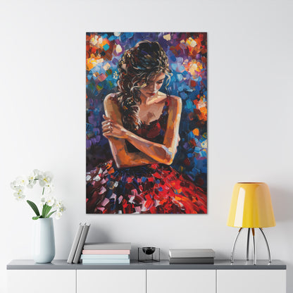 Girl with red dress - Leonid Afremov Style Digital Print Canvas Gallery Wraps