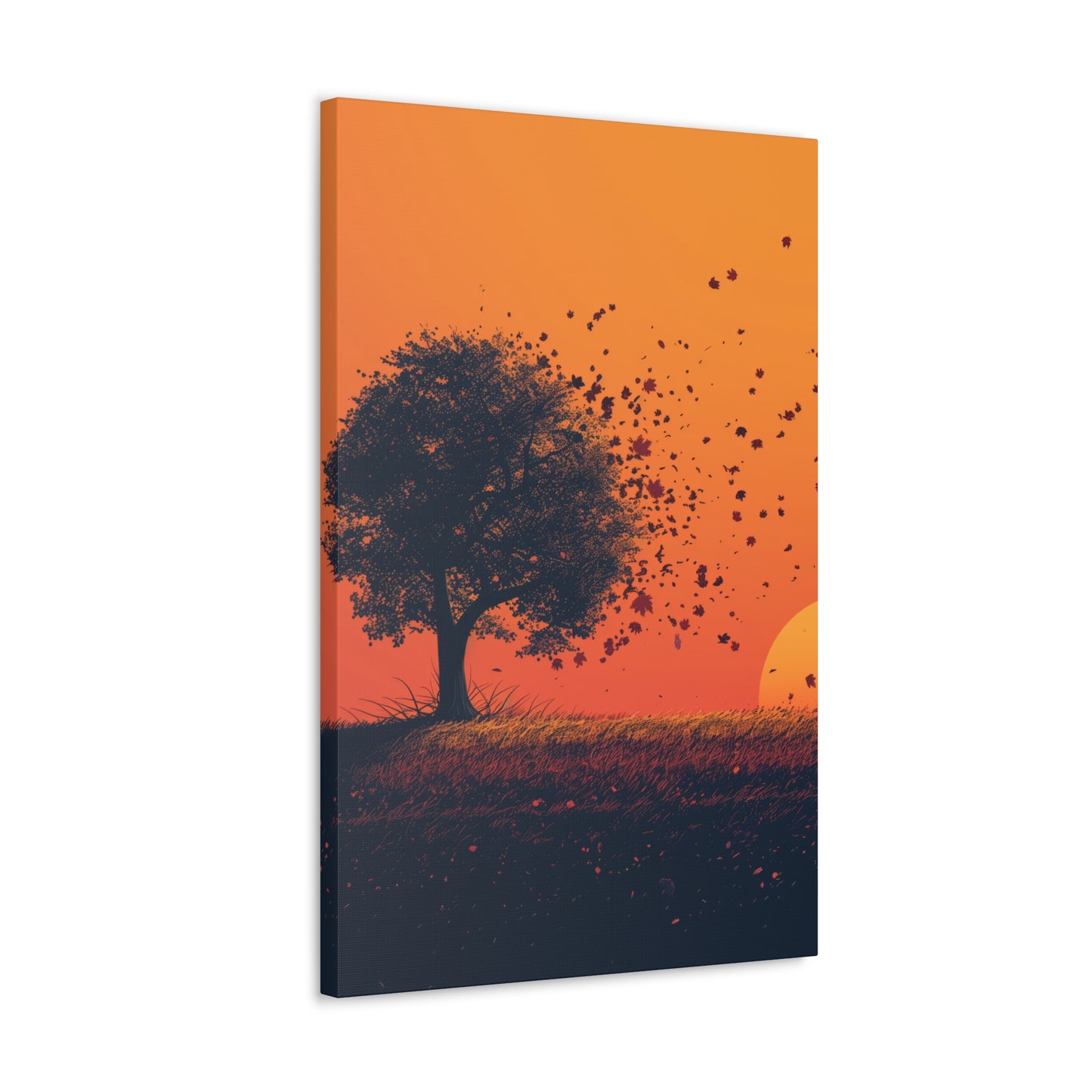 Tree in a Golden Sunset Digital Illustration Canvas Gallery Wraps