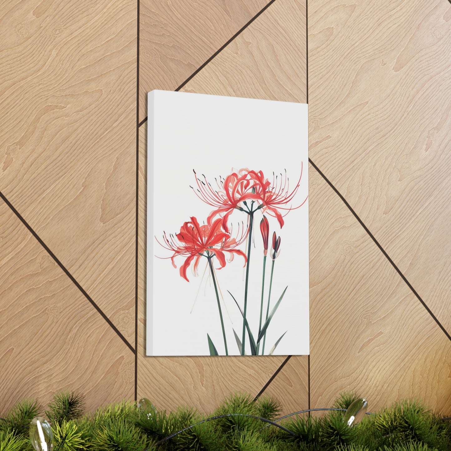 Red Spider Lily Flower Digital Illustration Canvas Gallery Wraps