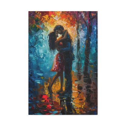 Couple - Leonid Afremov Style Digital Oil Painting Canvas Gallery Wraps