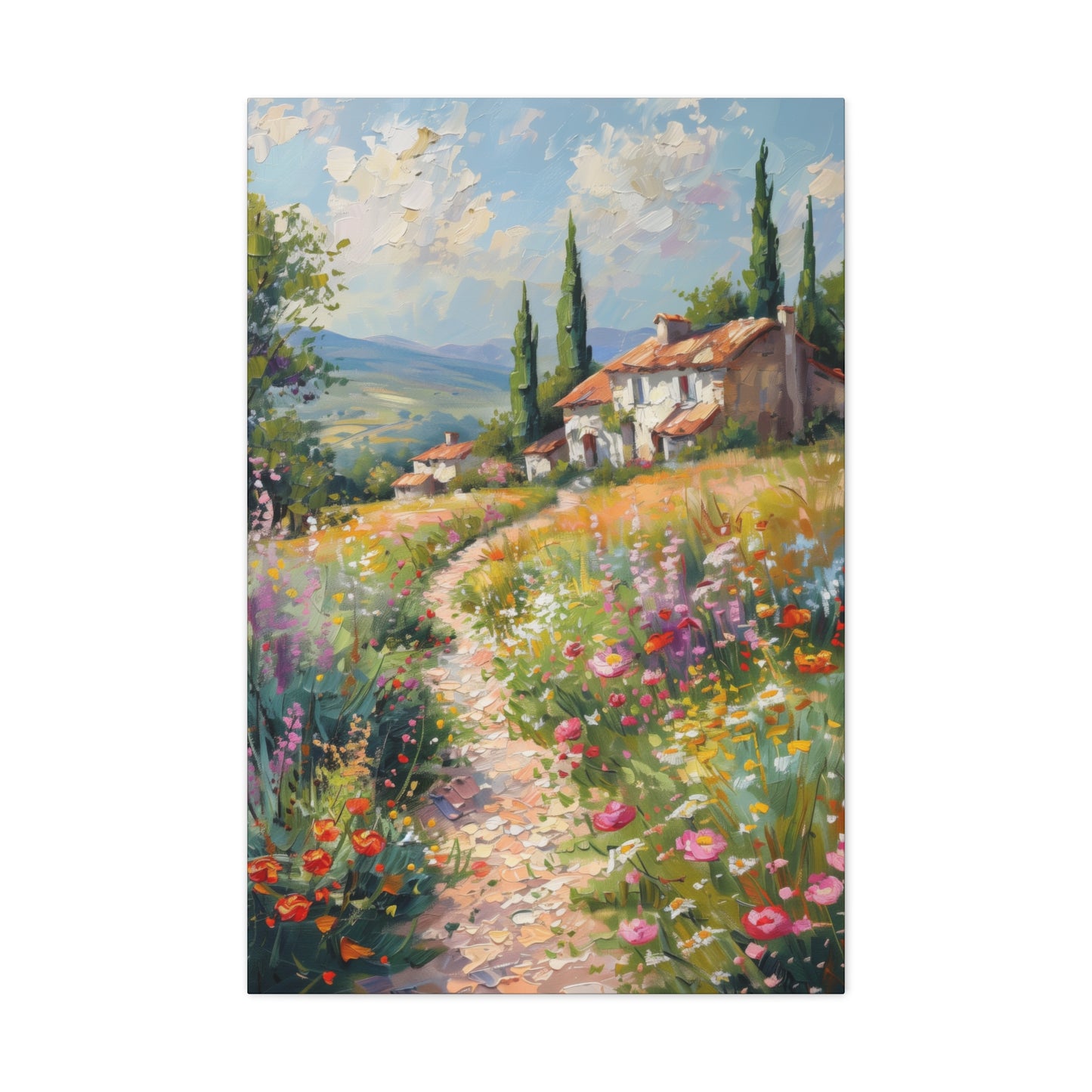 countryside house with garden in medieval times Digital Oil Painting Print Canvas Gallery Wraps