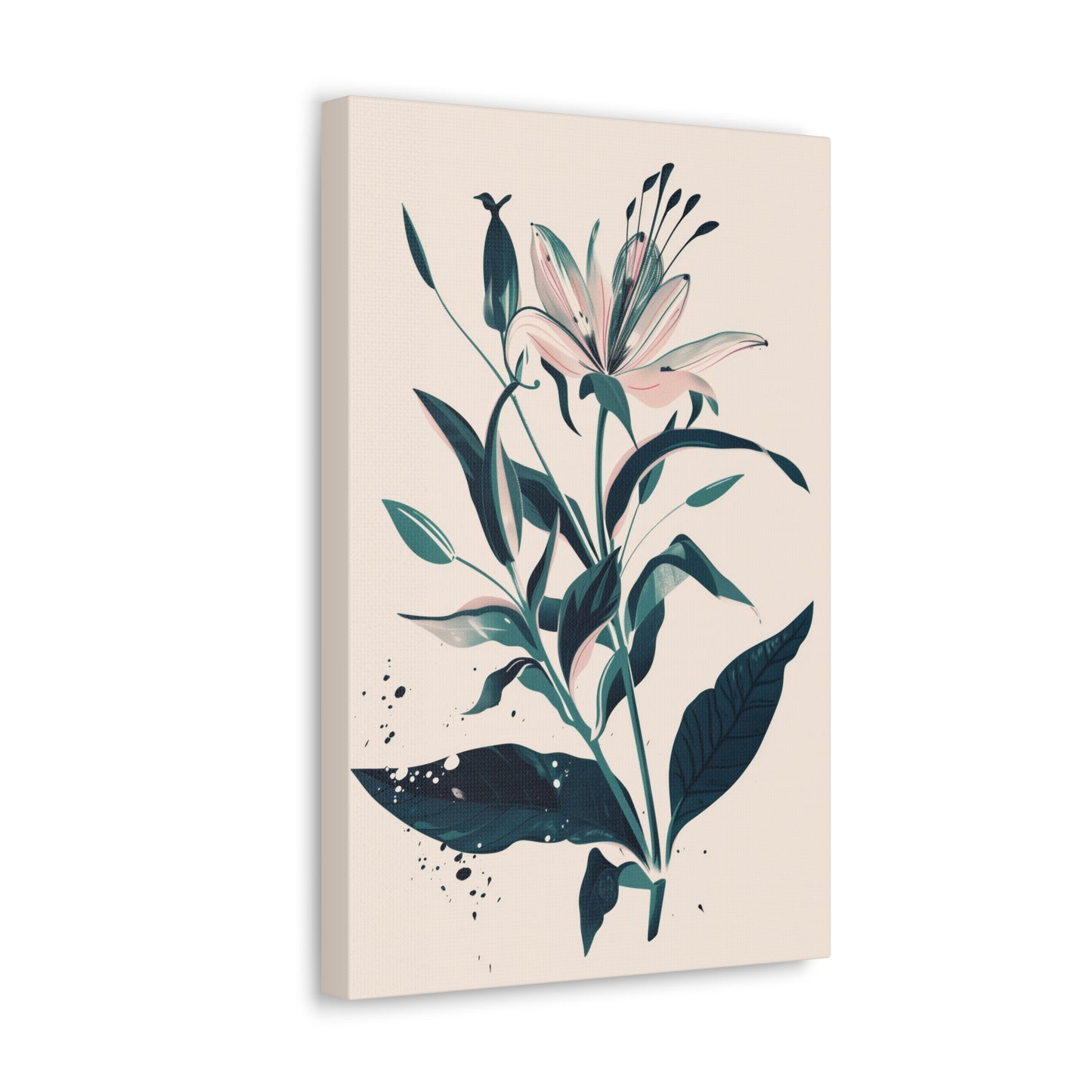 Lily Plant with Flowers - Illustration Canvas Gallery Wraps