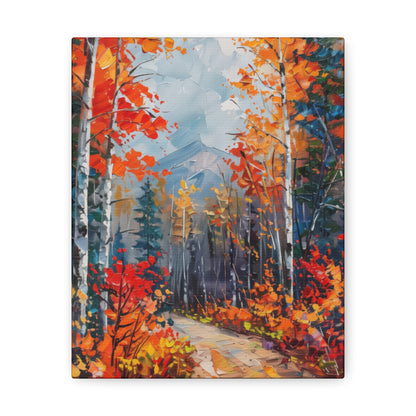 road through autumn forest - Leonid Afremov Style Digital Print Canvas Gallery Wraps