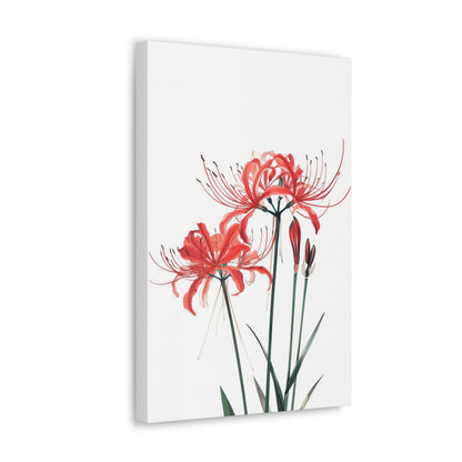 Red Spider Lily Flower Digital Illustration Canvas Gallery Wraps