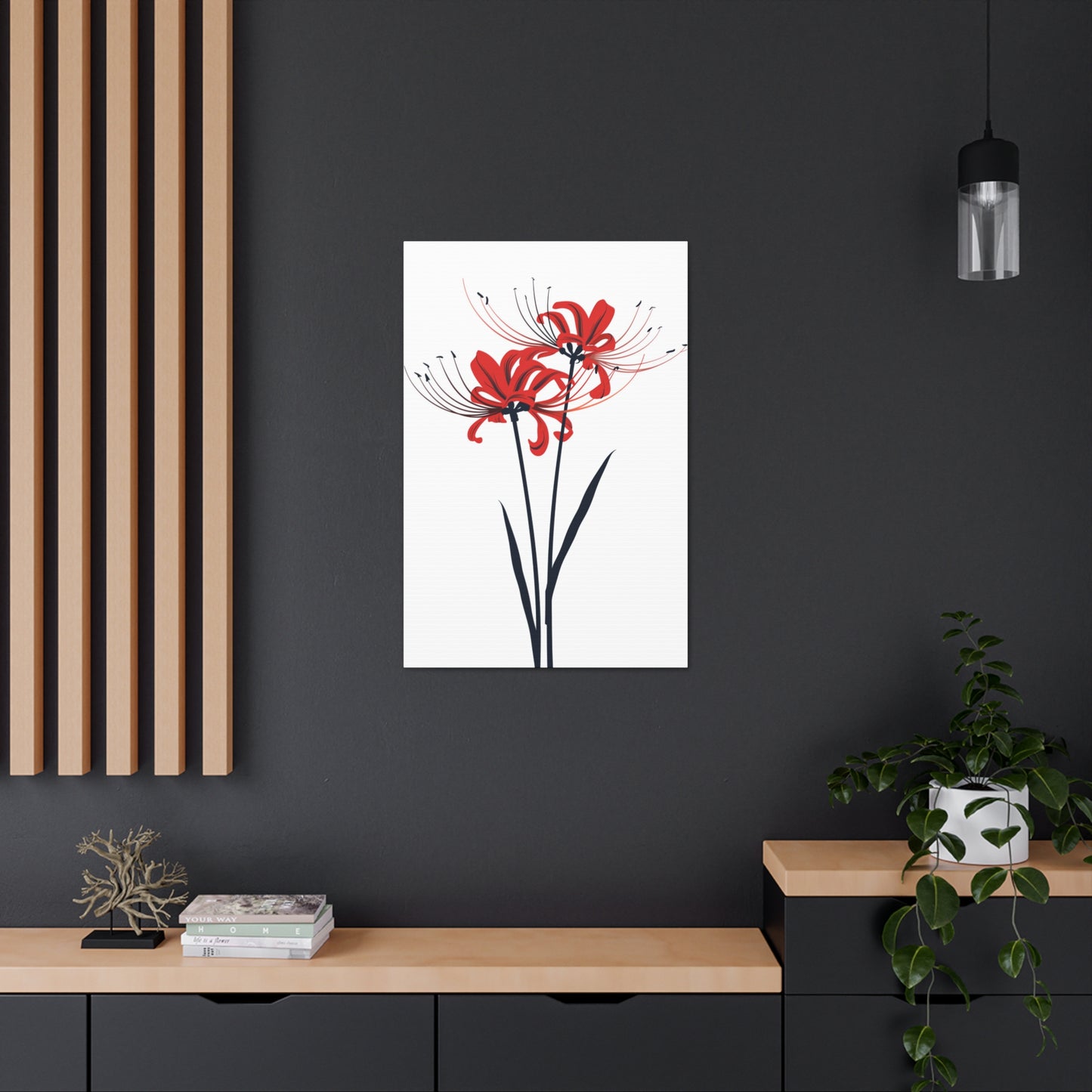 Red Spider Lily Flower Digital Illustration Canvas Gallery Wraps