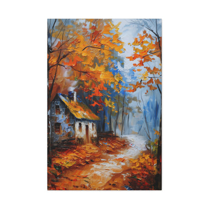 Old House Near the Road Through Autumn Forest - Leonid Afremov Oil Painting Canvas Gallery Wraps