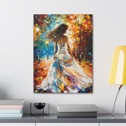 bride walking in street - Leonid Afremov Style Digital Print Canvas Gallery Wraps