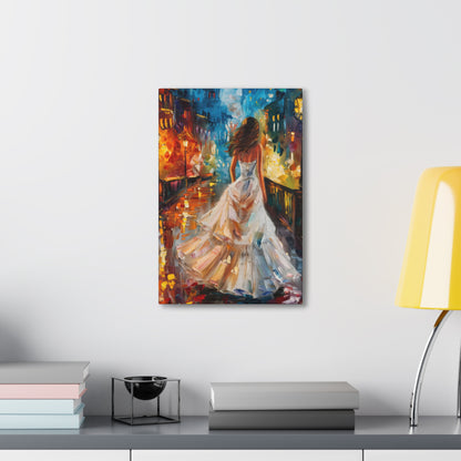 bride walking in Bridge - Leonid Afremov Style Digital Print Canvas Gallery Wraps