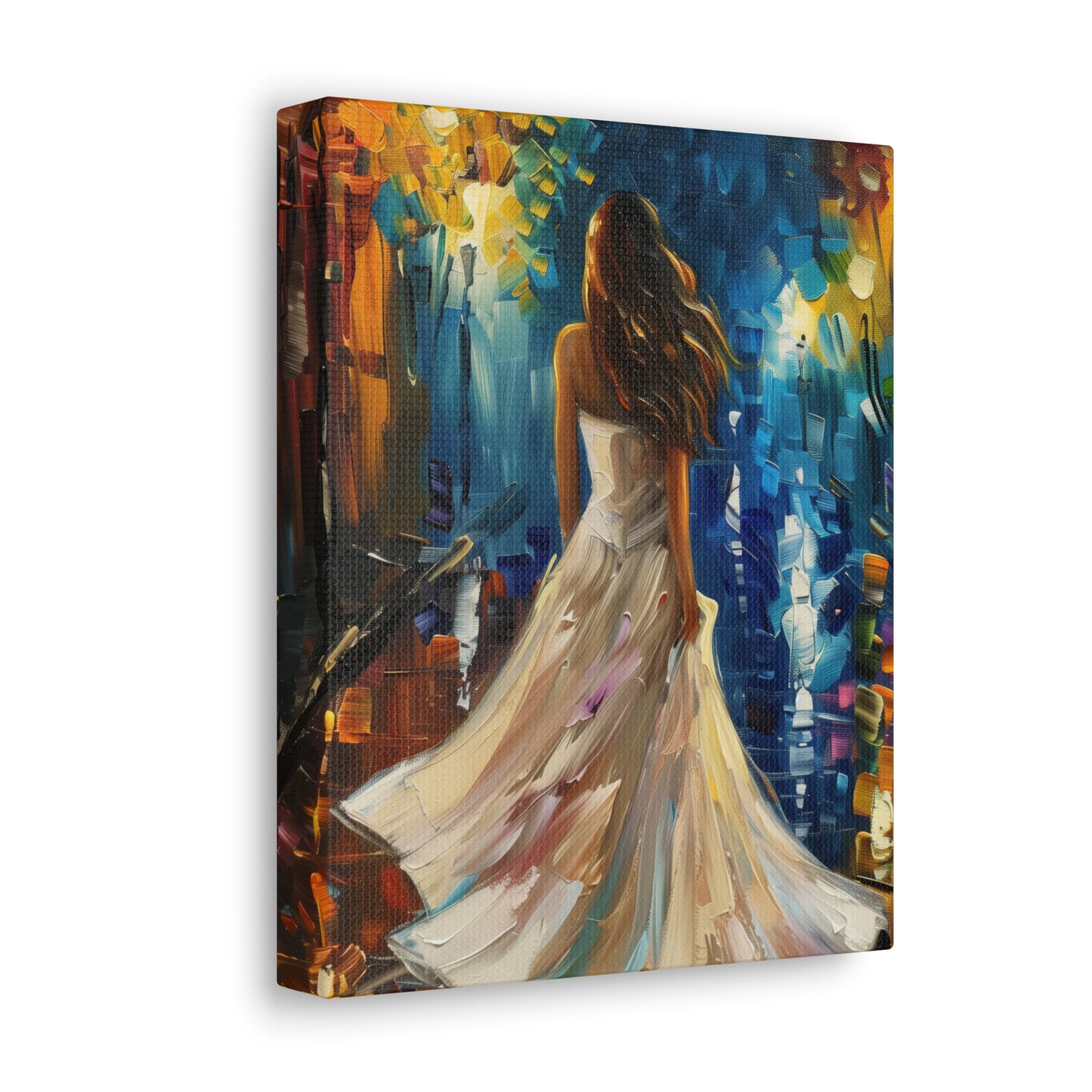 bride walking in the streets - Leonid Afremov Style Digital Print Canvas Gallery Wraps