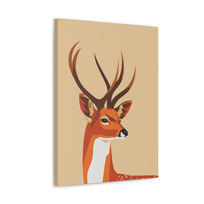 Deer with Antlers Digital Illustration Canvas Gallery Wraps