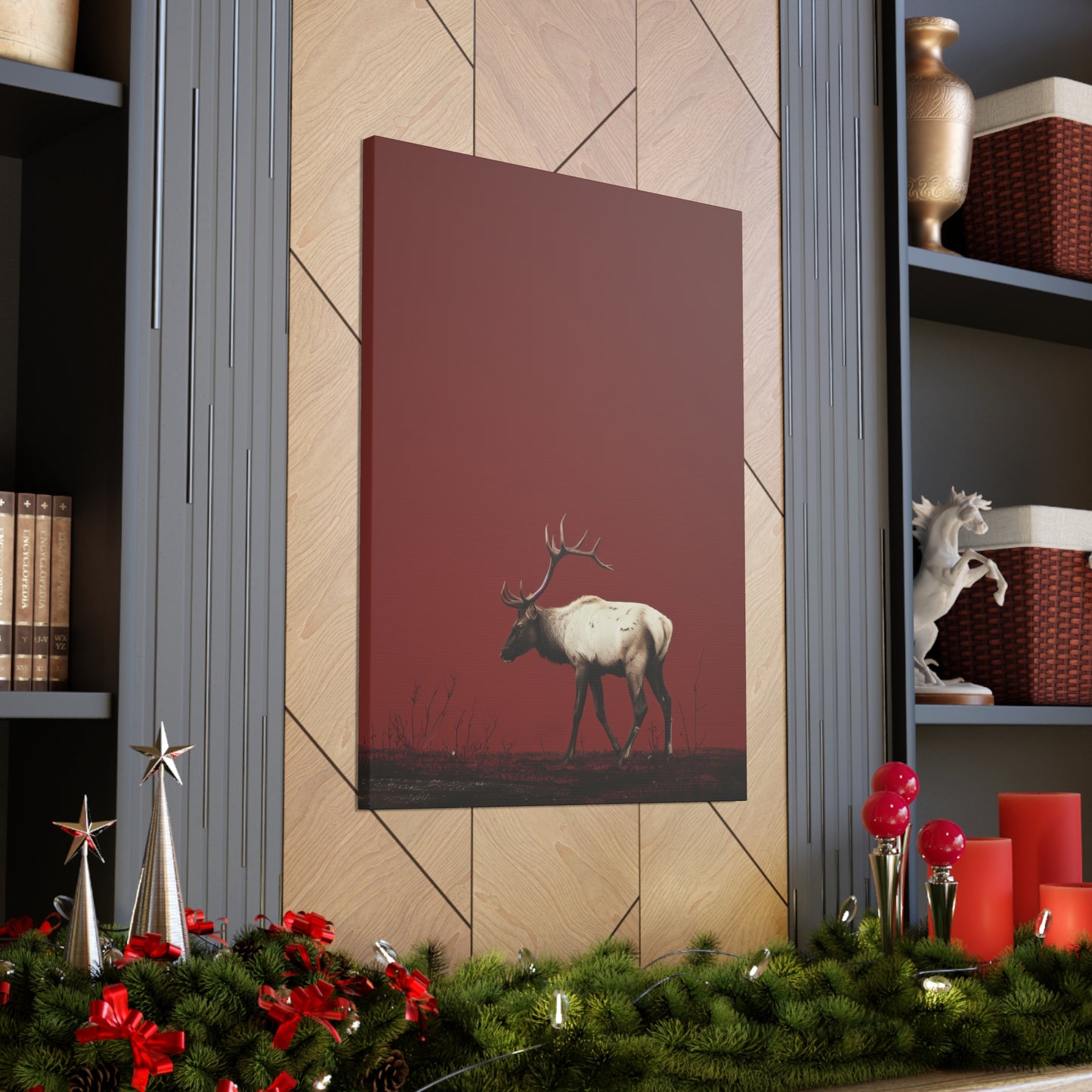 Moose with Antlers Digital Illustration Canvas Gallery Wraps