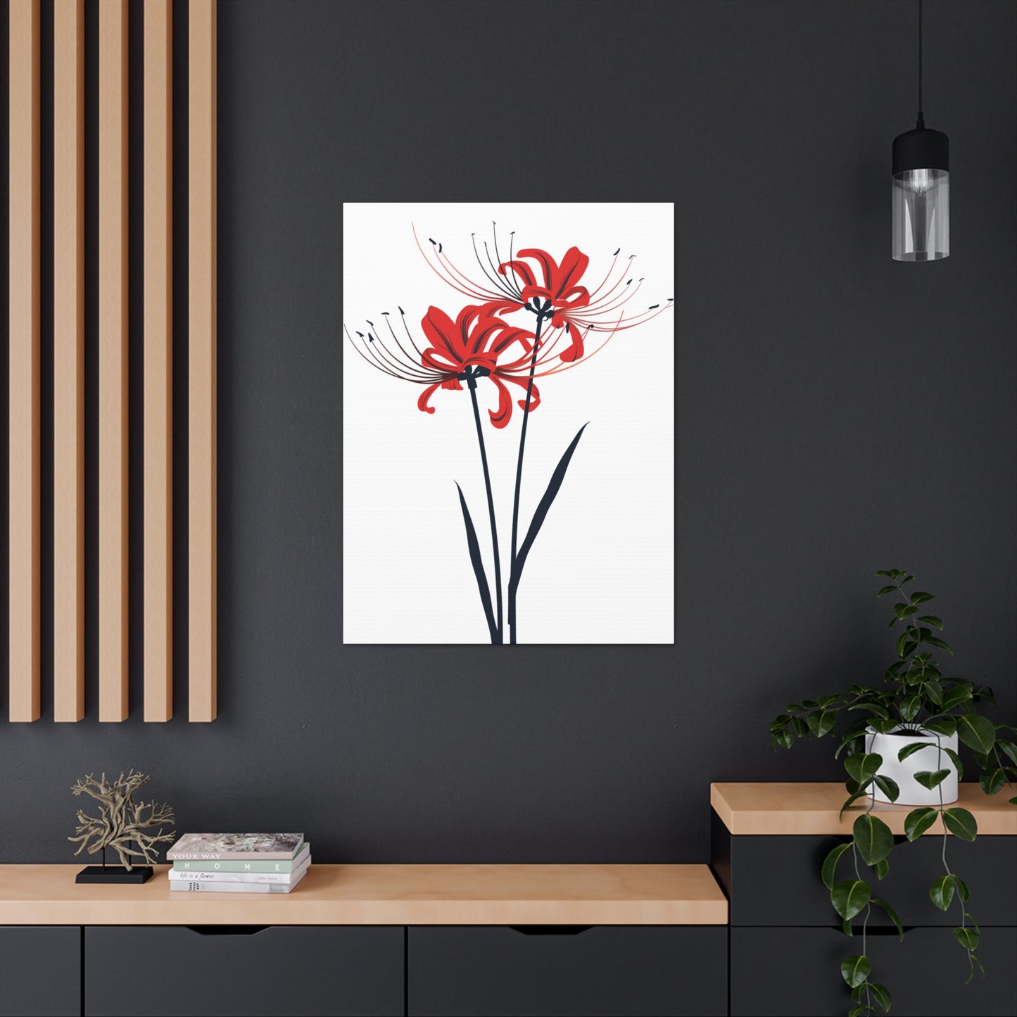 Red Spider Lily Flower Digital Illustration Canvas Gallery Wraps