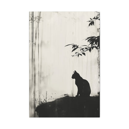 Black Cat Digital Illustration Canvas Gallery Wraps