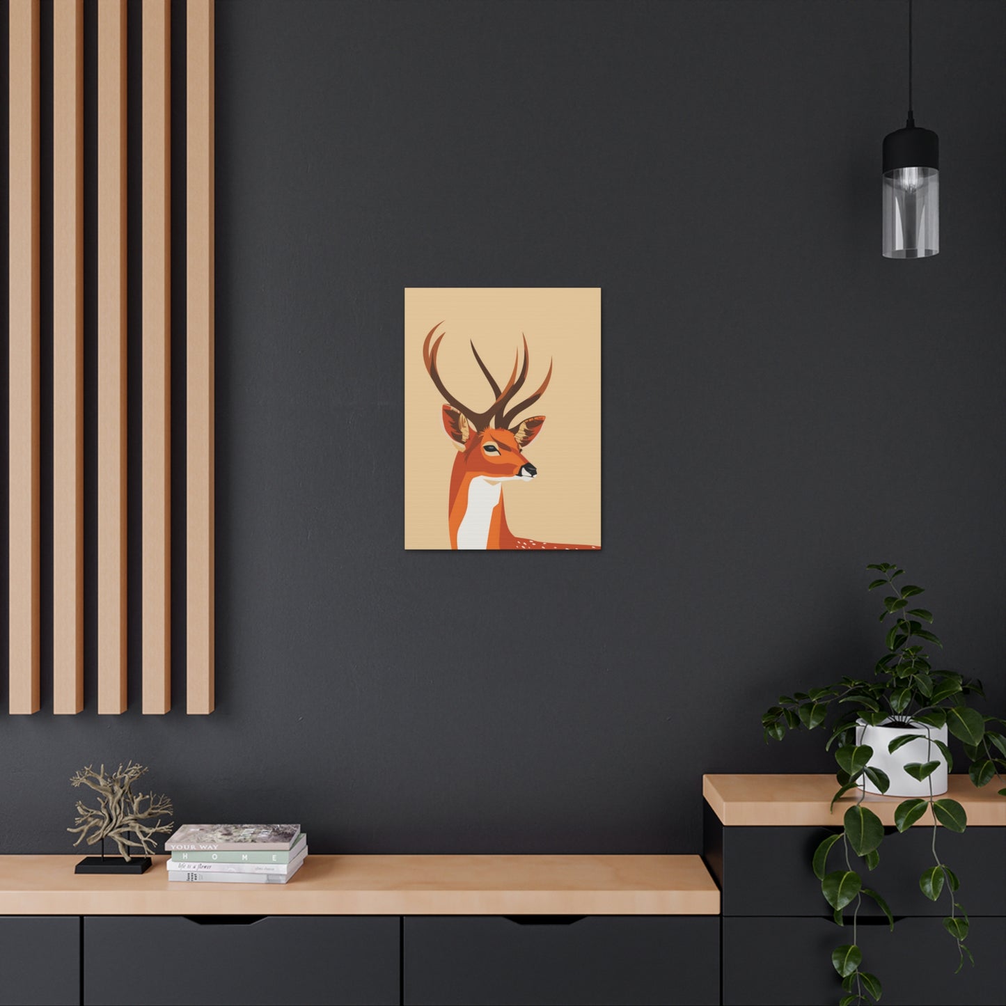 Deer with Antlers Digital Illustration Canvas Gallery Wraps