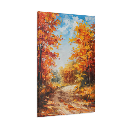 Road Through Autumn Forest - Leonid Afremov Style Oil Painting Canvas Gallery Wraps