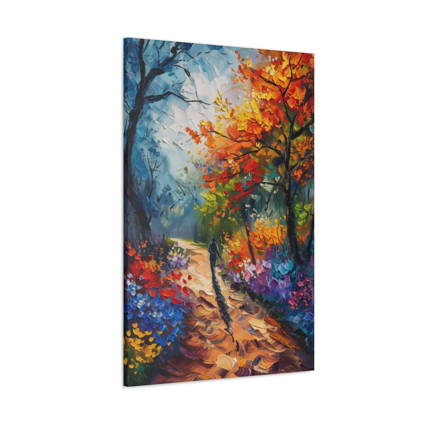 Person Running Through Autumn Forest - Leonid Afremov Oil Painting Canvas Gallery Wraps