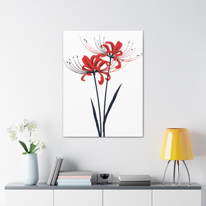 Red Spider Lily Flower Digital Illustration Canvas Gallery Wraps