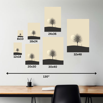 Lone Leafless Tree - Illustration Canvas Gallery Wraps