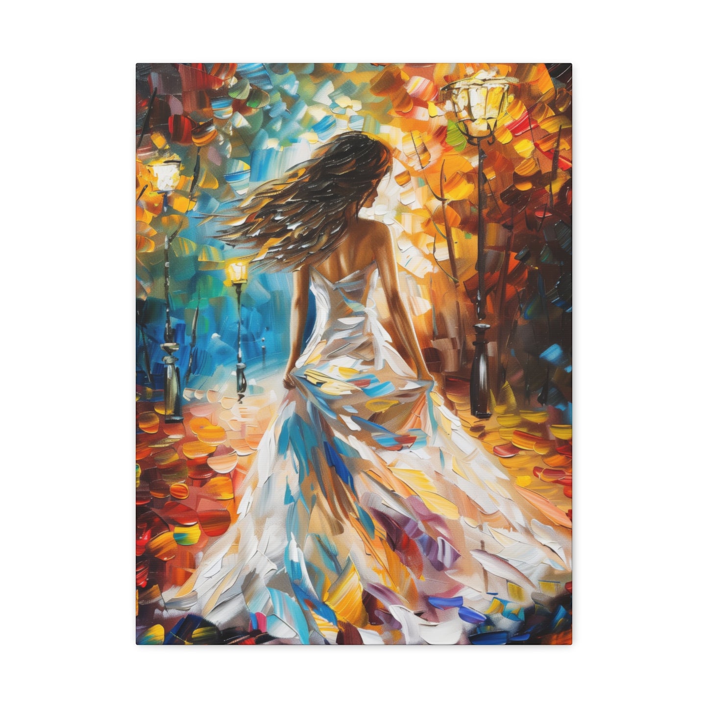 bride walking in street - Leonid Afremov Style Digital Print Canvas Gallery Wraps