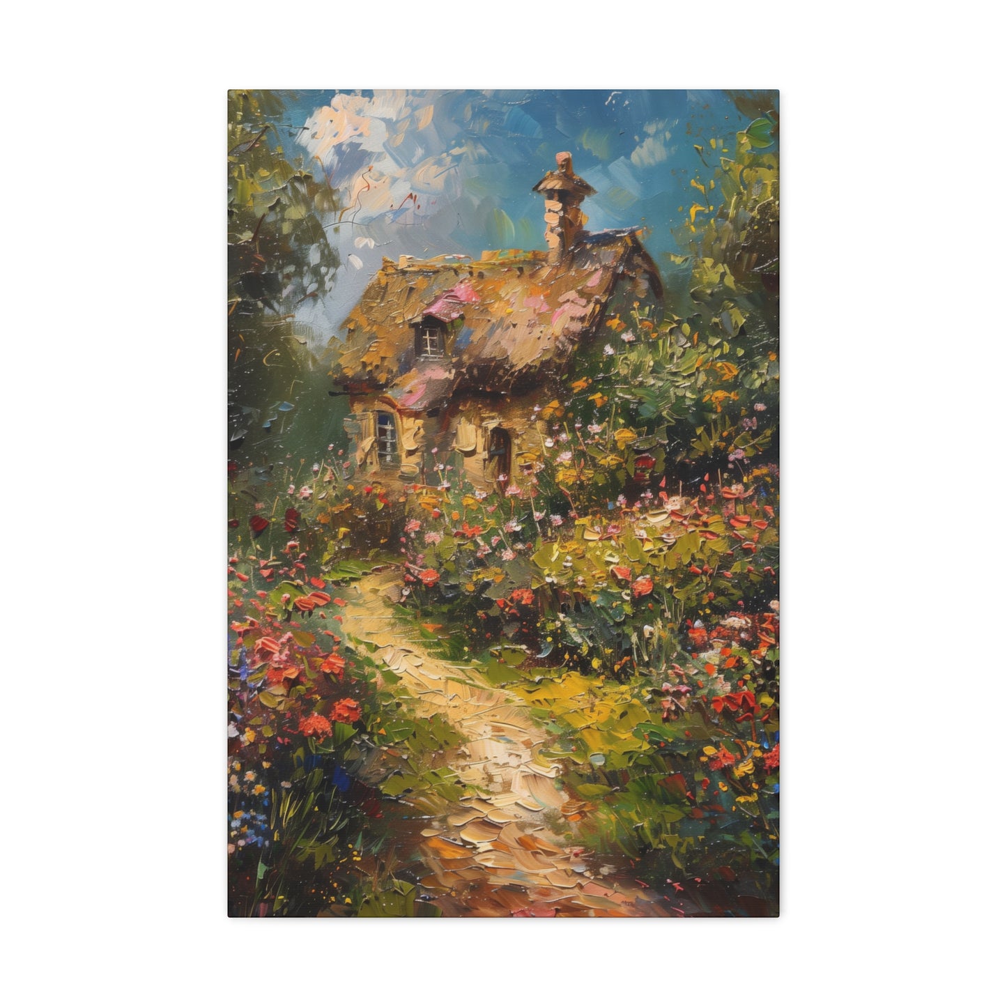 old hut in countryside vintage Digital Oil Painting Print Canvas Gallery Wraps