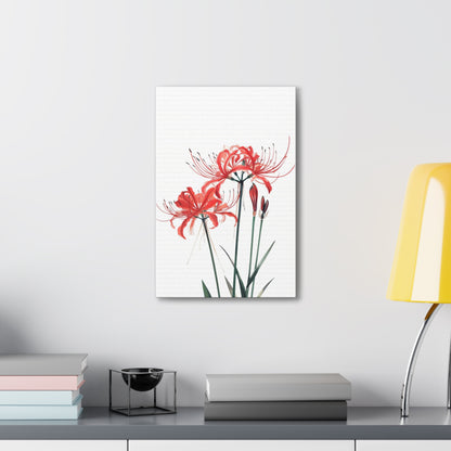 Red Spider Lily Flower Digital Illustration Canvas Gallery Wraps