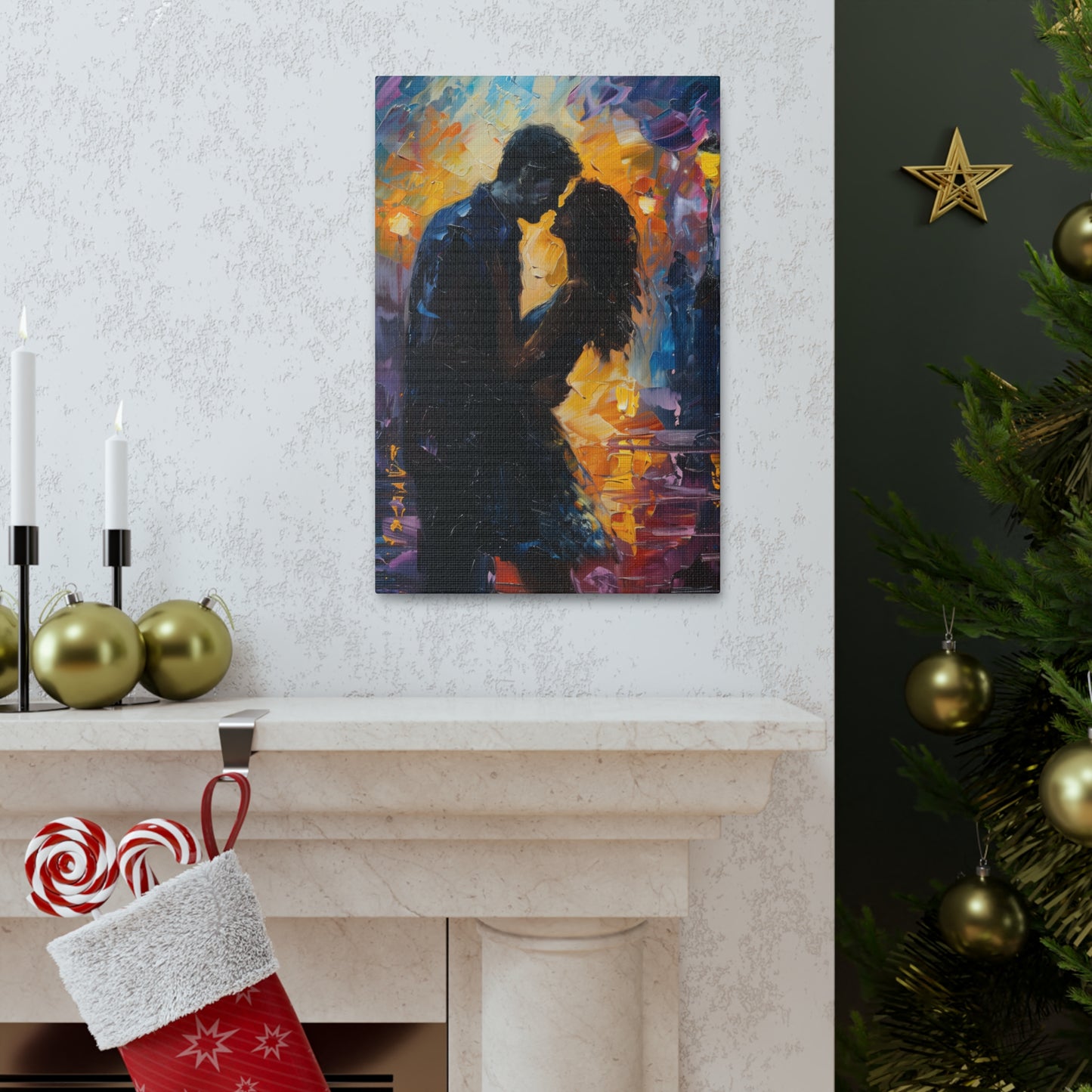 Couple - Leonid Afremov Style Digital Oil Painting Canvas Gallery Wraps