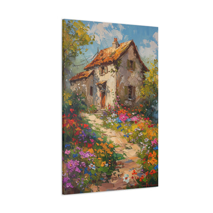 French country side whimsical old house Digital Oil Painting Print Canvas Gallery Wraps